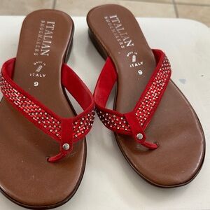 Italian Shoemakers Red Rhinestone Sandals